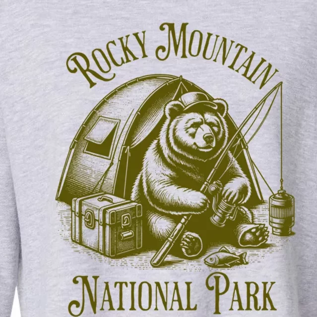 Rocky Mountain National Park Fishing Bear Vacation Souvenir Meaningful Gift Cropped Pullover Crew