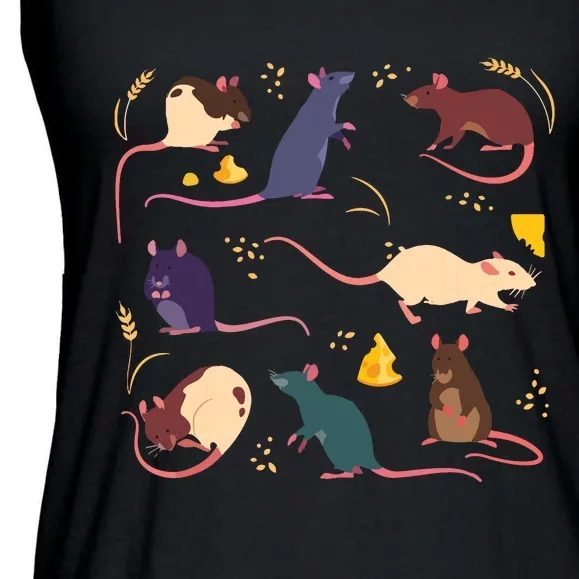 Rat Mouses Of The World Cute Mice Wheat Rodent Field Animals Ladies Essential Flowy Tank