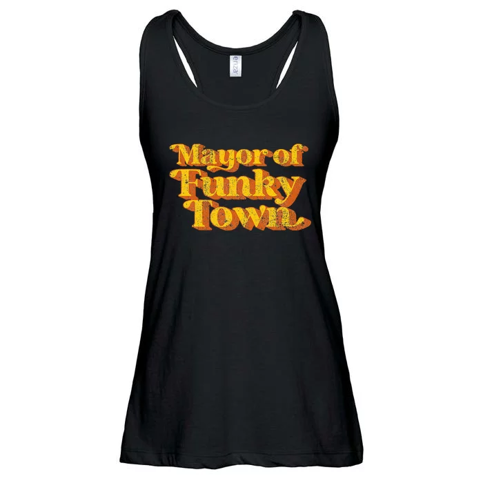 Retro Mayor Of Funky Town Funny Vintage 70S Disco Party Ladies Essential Flowy Tank