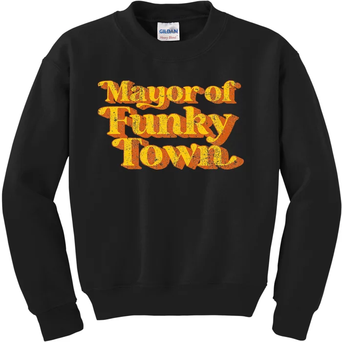 Retro Mayor Of Funky Town Funny Vintage 70S Disco Party Kids Sweatshirt