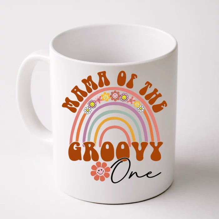 Retro Mama of Groovy one Matching Family 1st Birthday Party Front & Back Coffee Mug