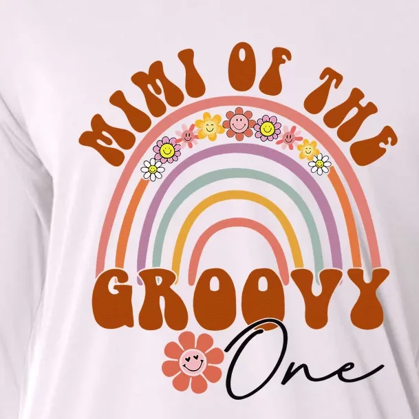 Retro Mimi of the Groovy One Matching Family Birthday Party Cooling Performance Long Sleeve Crew