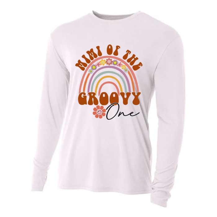 Retro Mimi of the Groovy One Matching Family Birthday Party Cooling Performance Long Sleeve Crew