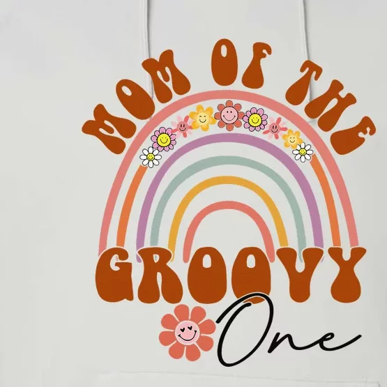 Retro Mom of Groovy one Matching Family 1st Birthday Party Performance Fleece Hoodie