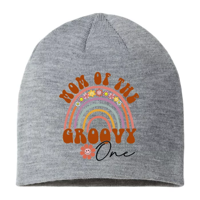 Retro Mom of Groovy one Matching Family 1st Birthday Party 8 1/2in Sustainable Knit Beanie