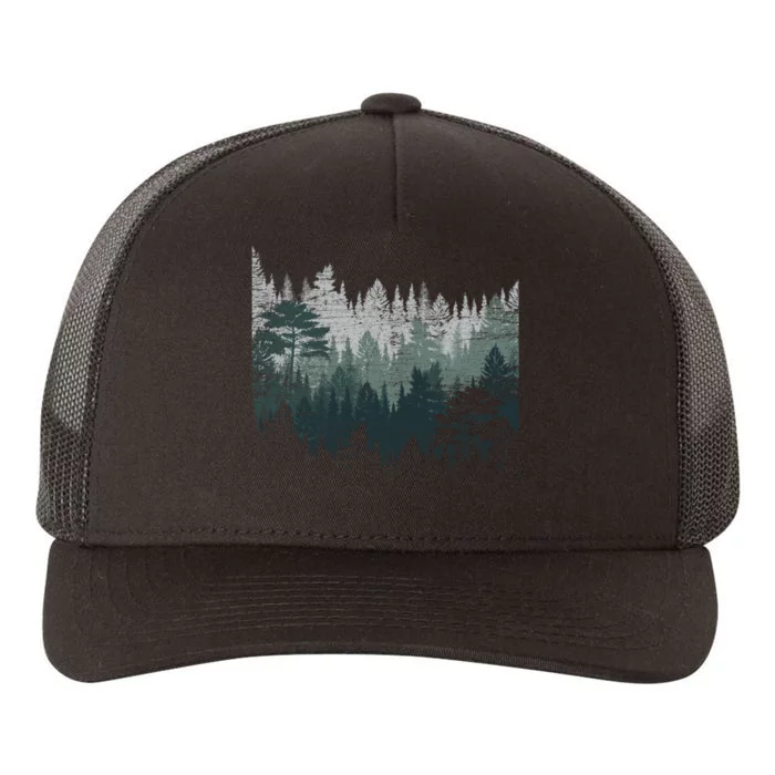 Retro Mountain Outdoor Forest Night Nature Wildlife Trees Outdoor Forest Yupoong Adult 5-Panel Trucker Hat