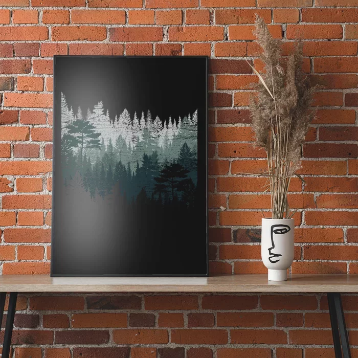 Retro Mountain Outdoor Forest Night Nature Wildlife Trees Outdoor Forest Poster