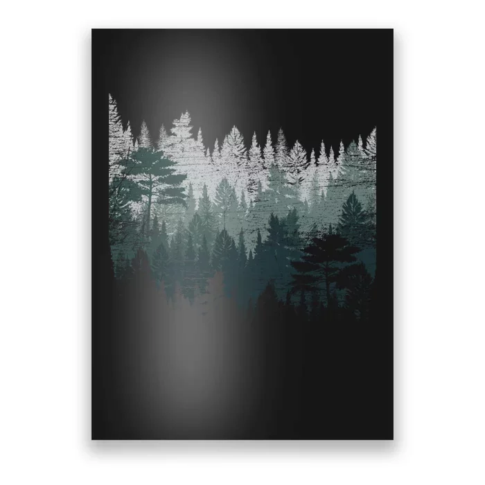 Retro Mountain Outdoor Forest Night Nature Wildlife Trees Outdoor Forest Poster