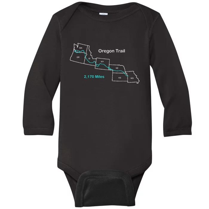 Route Map Of The Oregon National Historic Trail Baby Long Sleeve Bodysuit