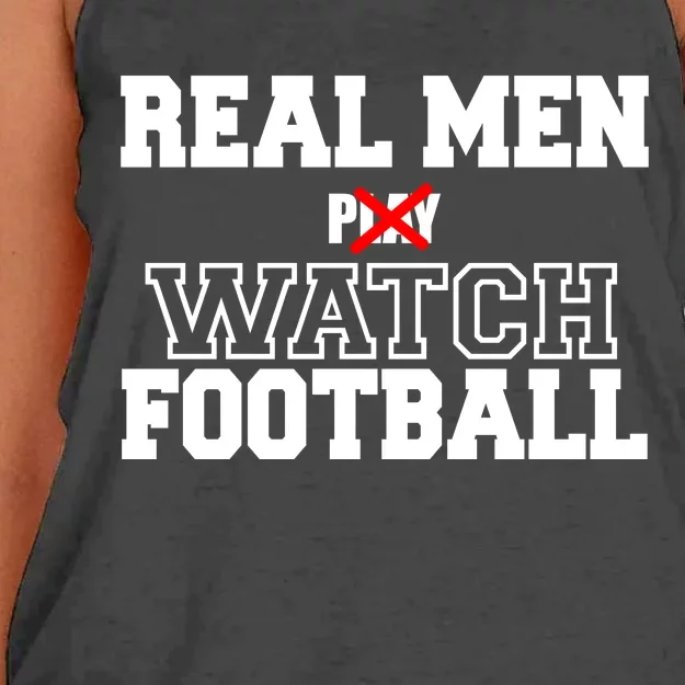 Real Men Play Watch Football Funny Women's Knotted Racerback Tank