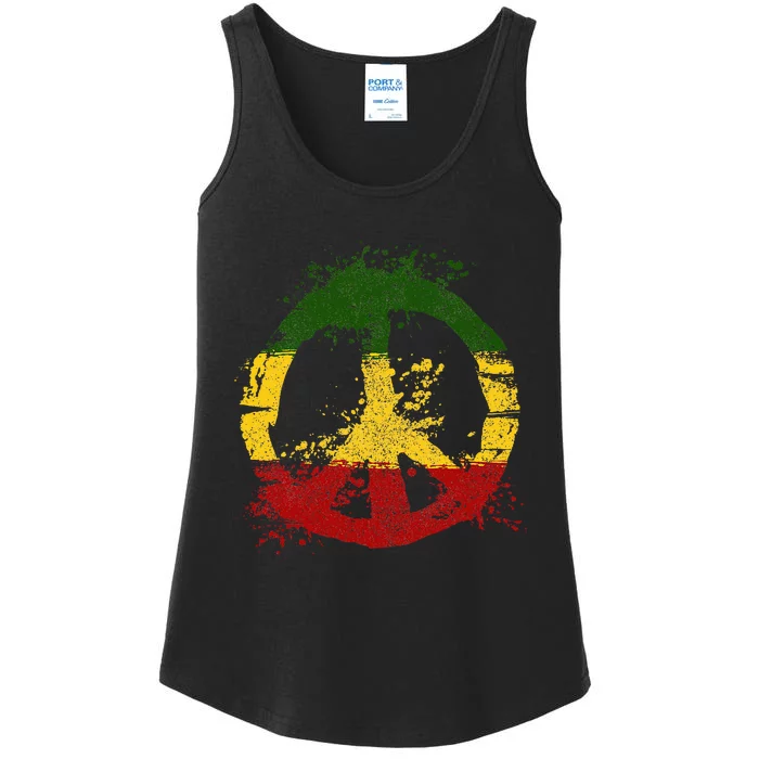 Reggae Music Peace Sign Rastafari Rasta Gift Ladies Essential Tank