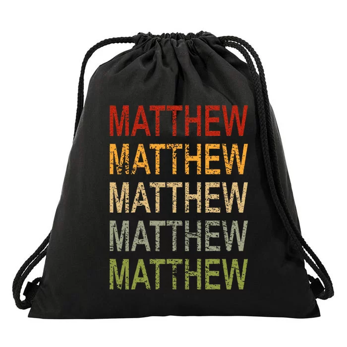 Retro Matthew Personalized Matthew Name Man Matthew Drawstring Bag