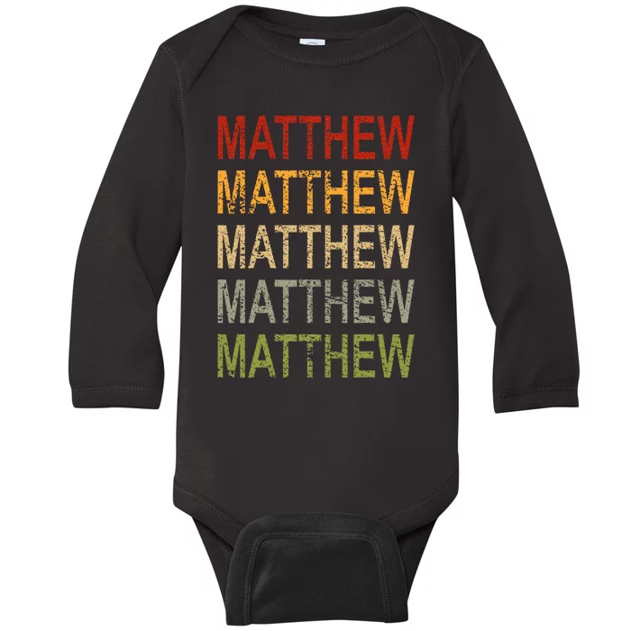 Retro Matthew Personalized Matthew Name Man Matthew Baby Long Sleeve Bodysuit