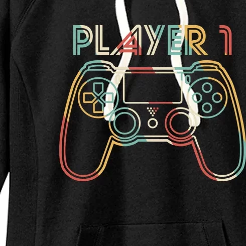 Retro Matching Player 1 Video Gamer Women's Fleece Hoodie