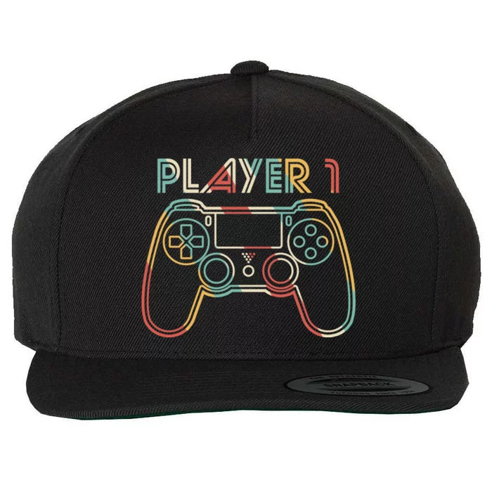 Retro Matching Player 1 Video Gamer Wool Snapback Cap