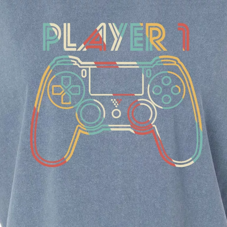 Retro Matching Player 1 Video Gamer Garment-Dyed Women's Muscle Tee