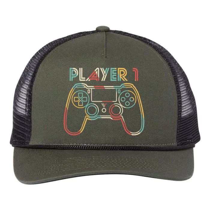 Retro Matching Player 1 Video Gamer Retro Rope Trucker Hat Cap