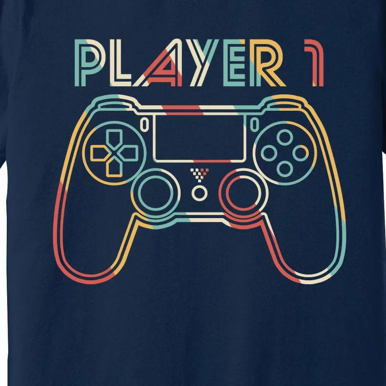 Retro Matching Player 1 Video Gamer Premium T-Shirt