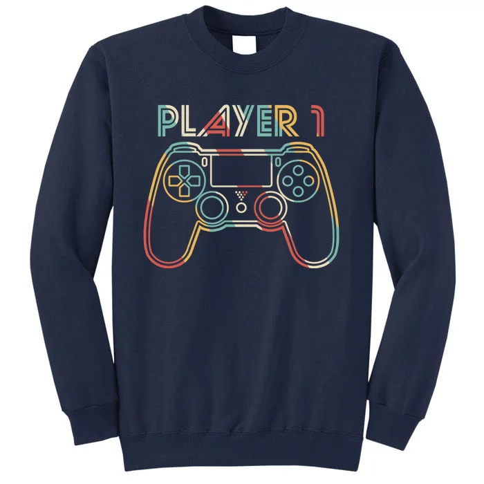 Retro Matching Player 1 Video Gamer Tall Sweatshirt