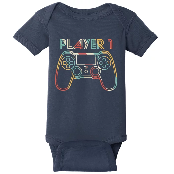 Retro Matching Player 1 Video Gamer Baby Bodysuit