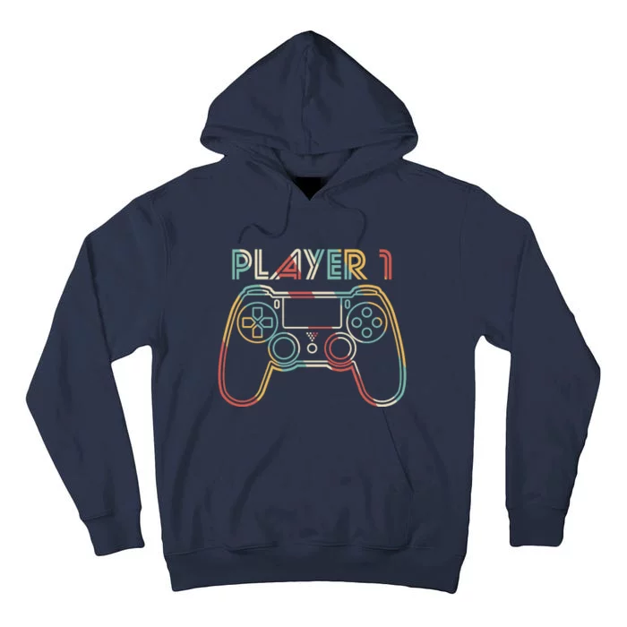 Retro Matching Player 1 Video Gamer Tall Hoodie