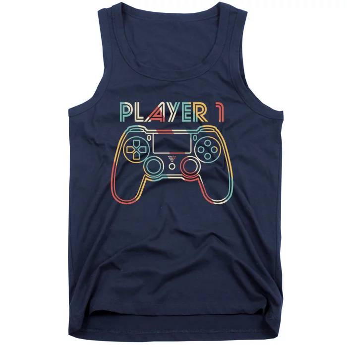 Retro Matching Player 1 Video Gamer Tank Top