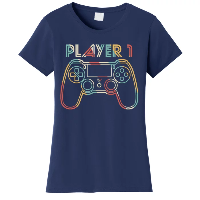 Retro Matching Player 1 Video Gamer Women's T-Shirt