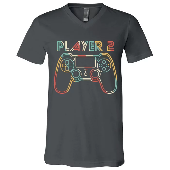 Retro Matching Player 2 Video Gamer V-Neck T-Shirt