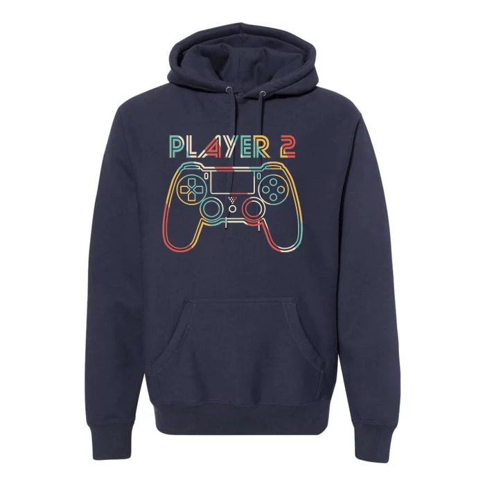 Retro Matching Player 2 Video Gamer Premium Hoodie