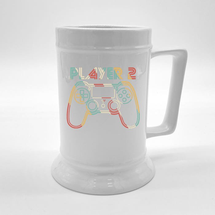 Retro Matching Player 2 Video Gamer Front & Back Beer Stein