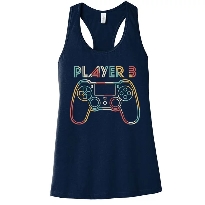 Retro Matching Player 3 Video Gamer Women's Racerback Tank