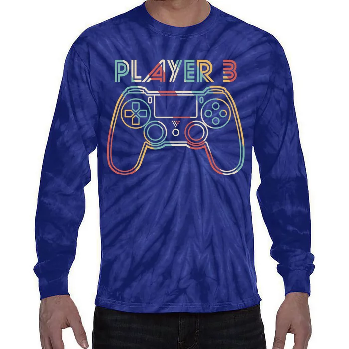 Retro Matching Player 3 Video Gamer Tie-Dye Long Sleeve Shirt