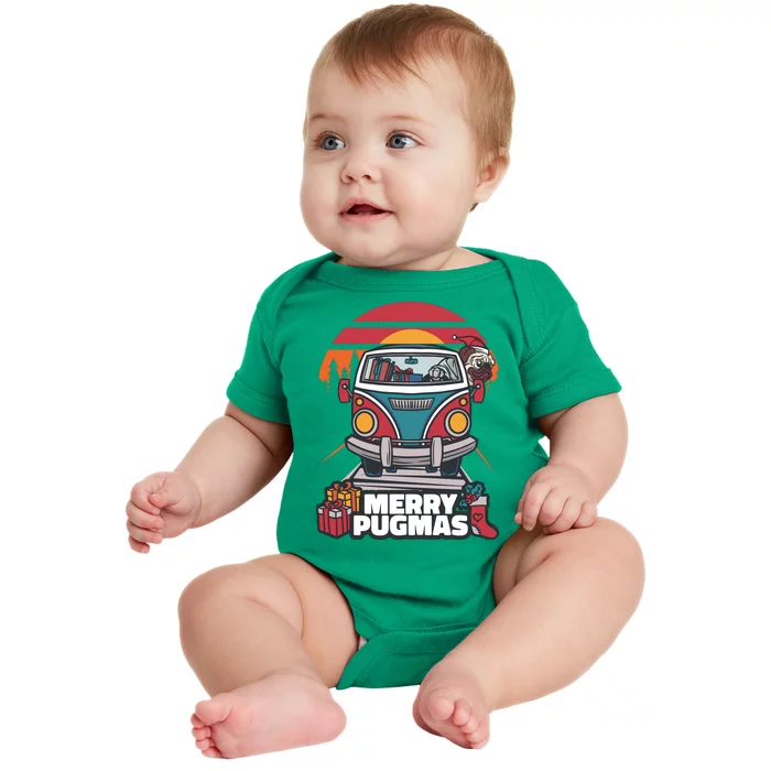 Retro Merry Pugmas Baby Bodysuit