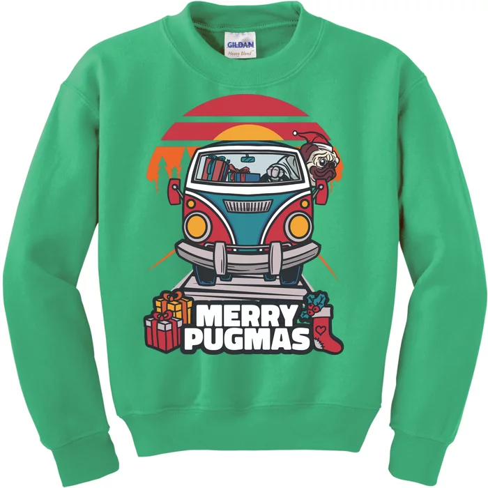 Retro Merry Pugmas Kids Sweatshirt