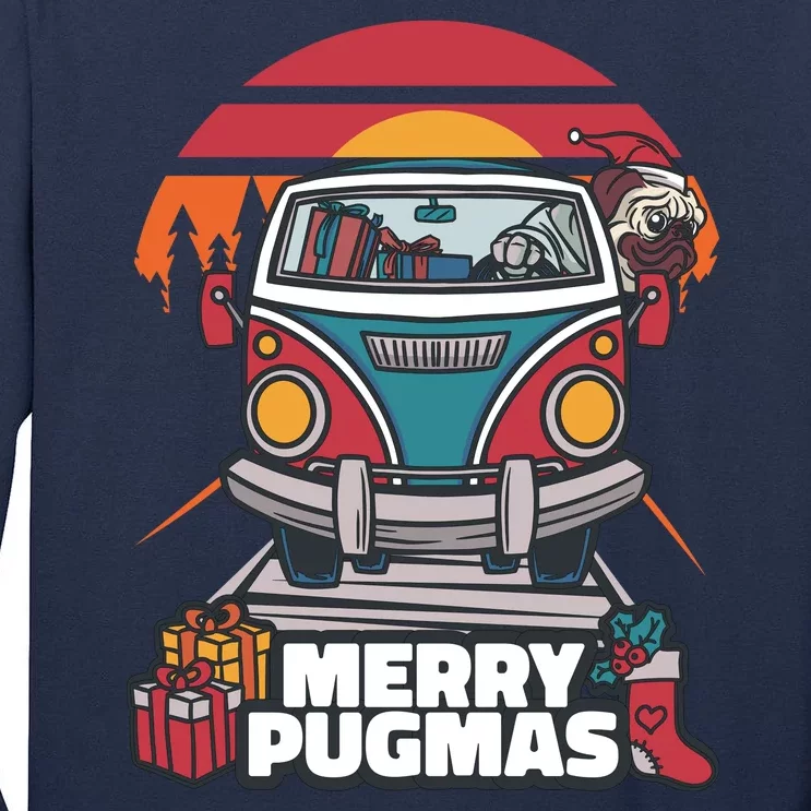 Retro Merry Pugmas Tall Long Sleeve T-Shirt