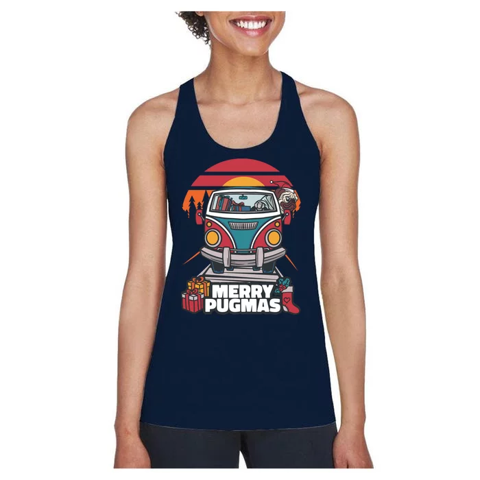 Retro Merry Pugmas Women's Racerback Tank