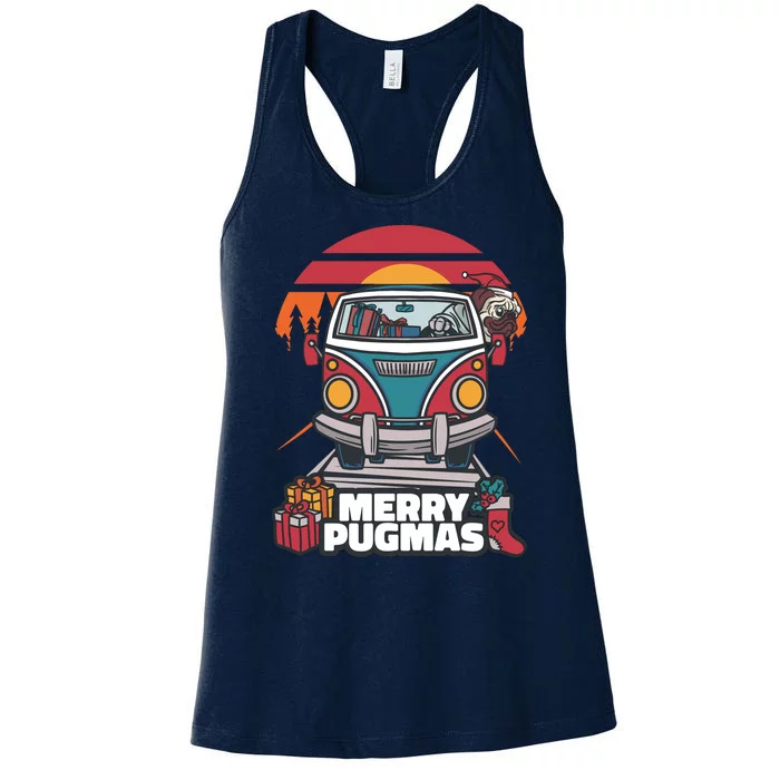 Retro Merry Pugmas Women's Racerback Tank