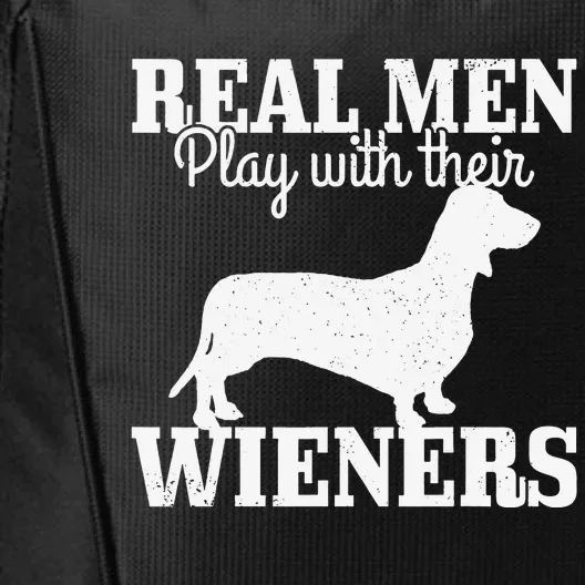 Real man Play With Their Wiener Dog Funny Dachshund Dad Gift City Backpack