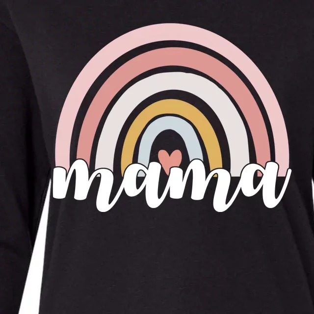 Retro Mama Pink Rainbow Cute Mothers Day Womens Cotton Relaxed Long Sleeve T-Shirt