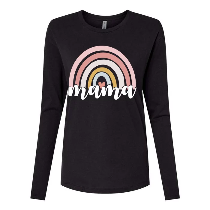 Retro Mama Pink Rainbow Cute Mothers Day Womens Cotton Relaxed Long Sleeve T-Shirt