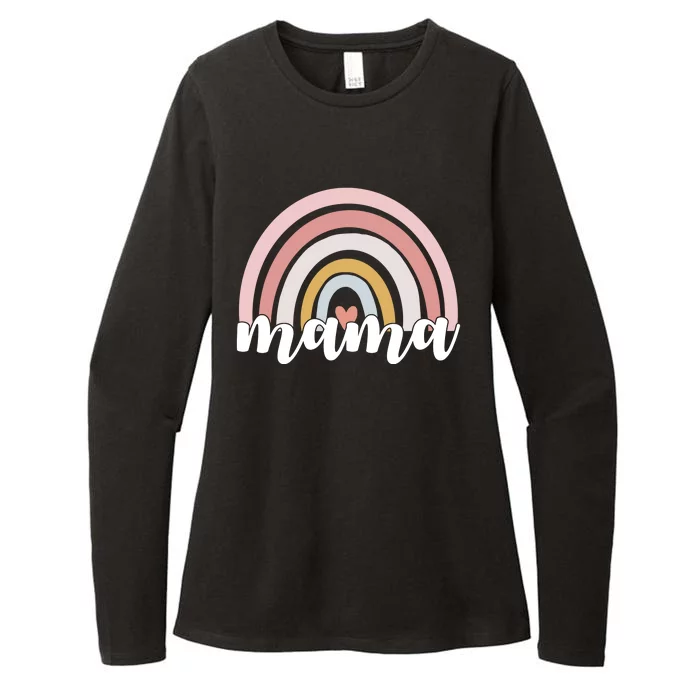 Retro Mama Pink Rainbow Cute Mothers Day Womens CVC Long Sleeve Shirt