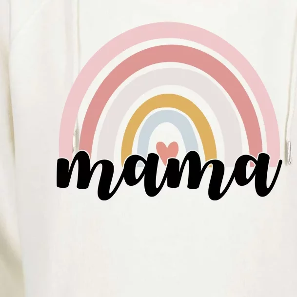 Retro Mama Pink Rainbow Cute Mothers Day Womens Funnel Neck Pullover Hood