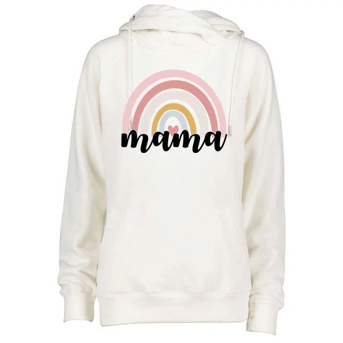 Retro Mama Pink Rainbow Cute Mothers Day Womens Funnel Neck Pullover Hood