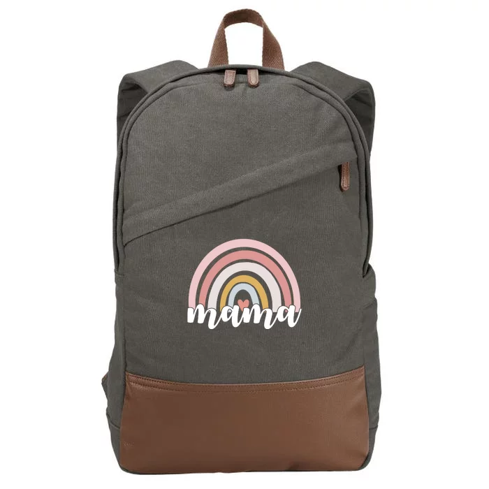 Retro Mama Pink Rainbow Cute Mothers Day Cotton Canvas Backpack