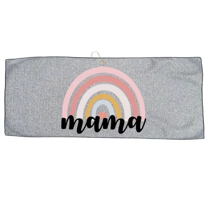 Retro Mama Pink Rainbow Cute Mothers Day Large Microfiber Waffle Golf Towel