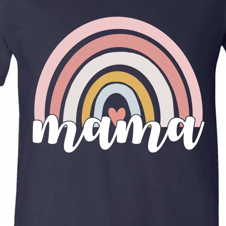 Retro Mama Pink Rainbow Cute Mothers Day V-Neck T-Shirt