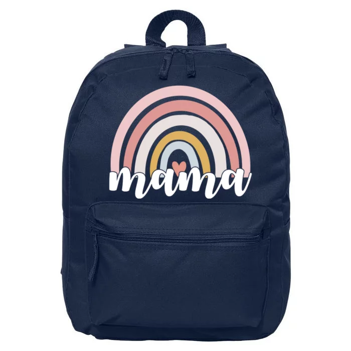 Retro Mama Pink Rainbow Cute Mothers Day 16 in Basic Backpack