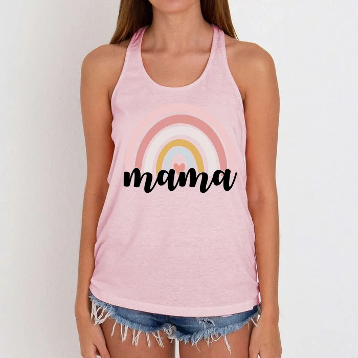 Retro Mama Pink Rainbow Cute Mothers Day Women's Knotted Racerback Tank