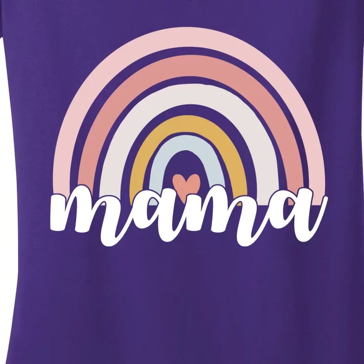 Retro Mama Pink Rainbow Cute Mothers Day Women's V-Neck T-Shirt