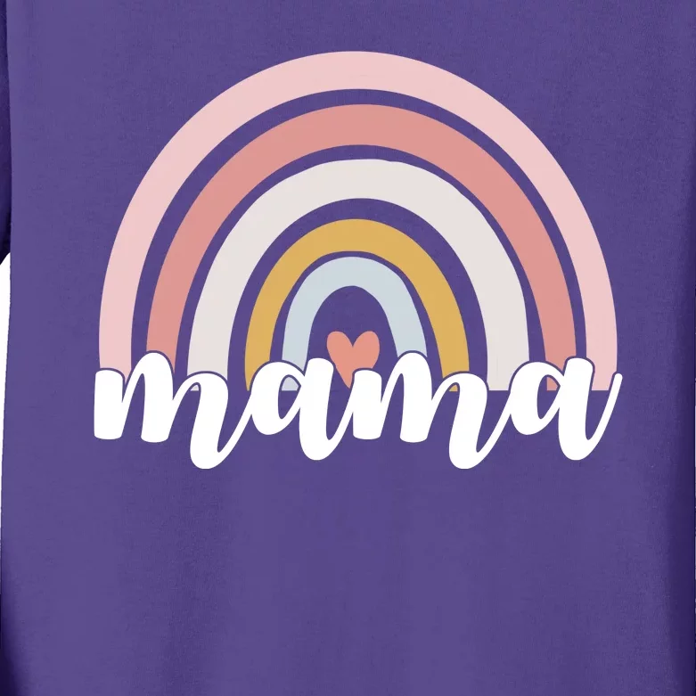 Retro Mama Pink Rainbow Cute Mothers Day Kids Long Sleeve Shirt